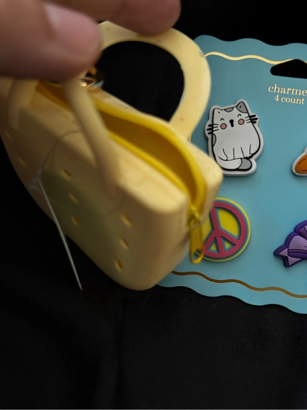 Silicone Banana Yellow Mini Purse with Decorative Pin Charms